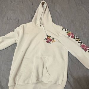 White checkered hoodie with flowers size M
